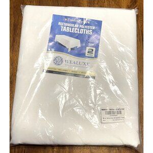 Wealuxe Tablecloths White Rectangular Polyester Tablecloths 60x102 Inches 2 Pack